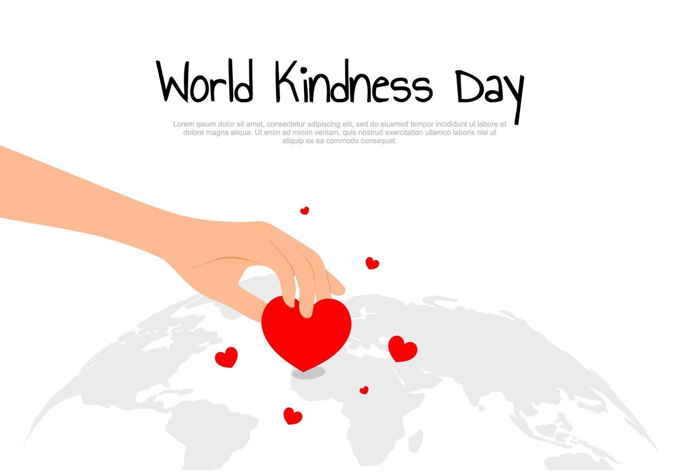 World kindness day background with hand give love to world. vector
