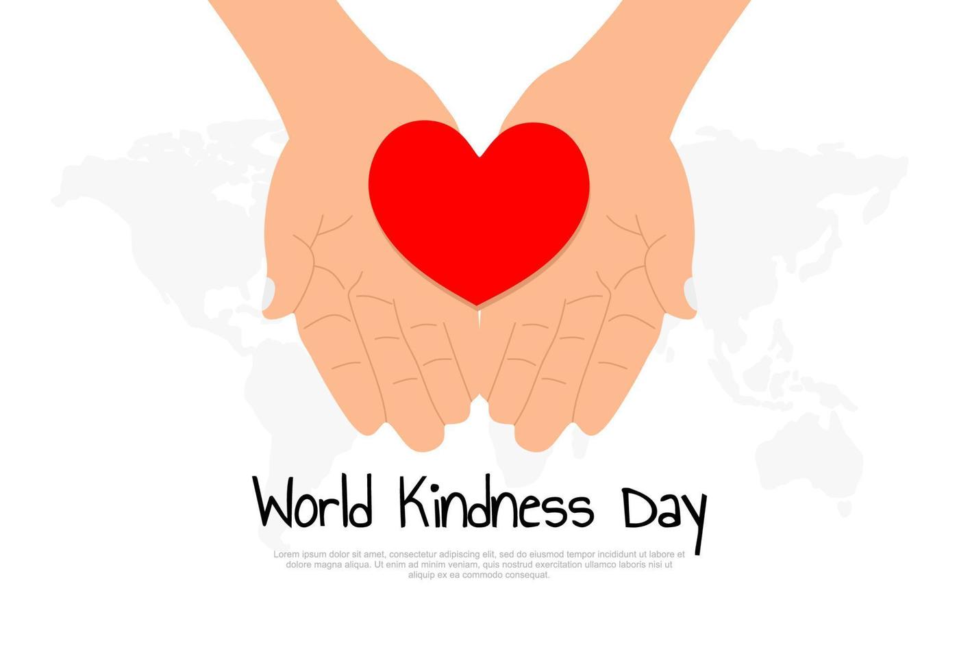 fondo del día mundial de la bondad con amor en la mano. vector
