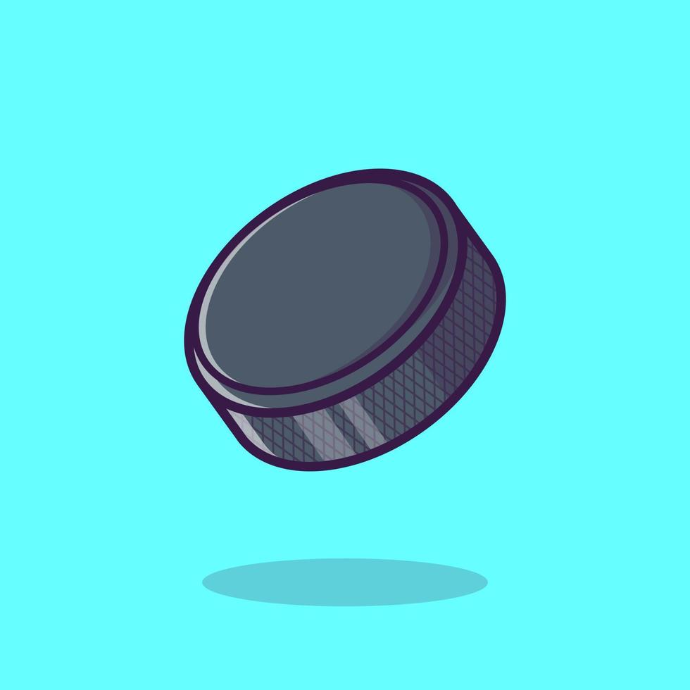 Hockey Puck Cartoon Vector Icon Illustration. Sport Object Icon Concept Isolated Premium Vector. Flat Cartoon Style