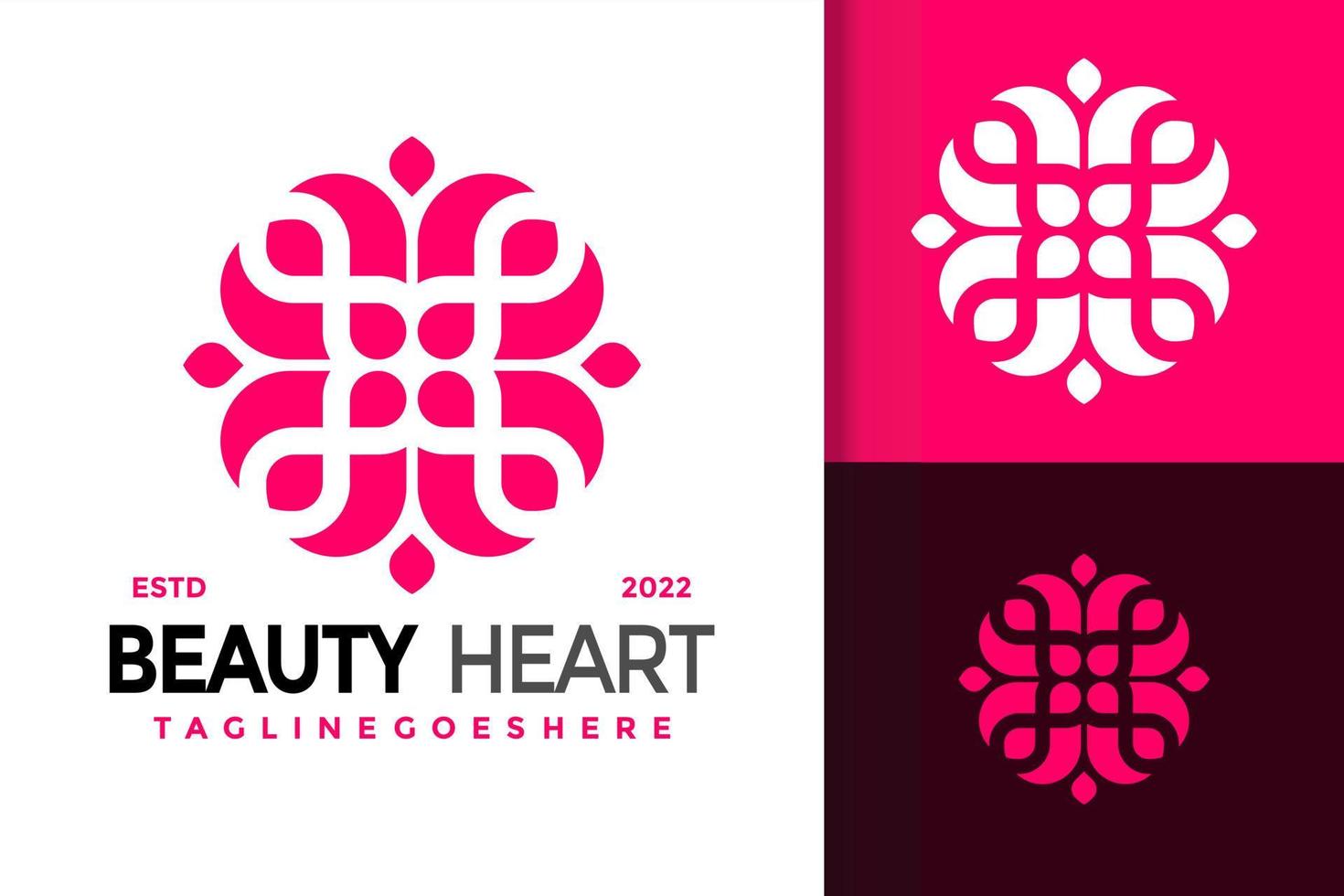 diseño de logotipo de corazón de belleza, vector de logotipos de identidad de marca, logotipo moderno, plantilla de ilustración vectorial de diseños de logotipos