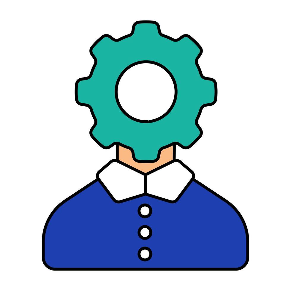 Avatar with gear, flat design icon of manager vector