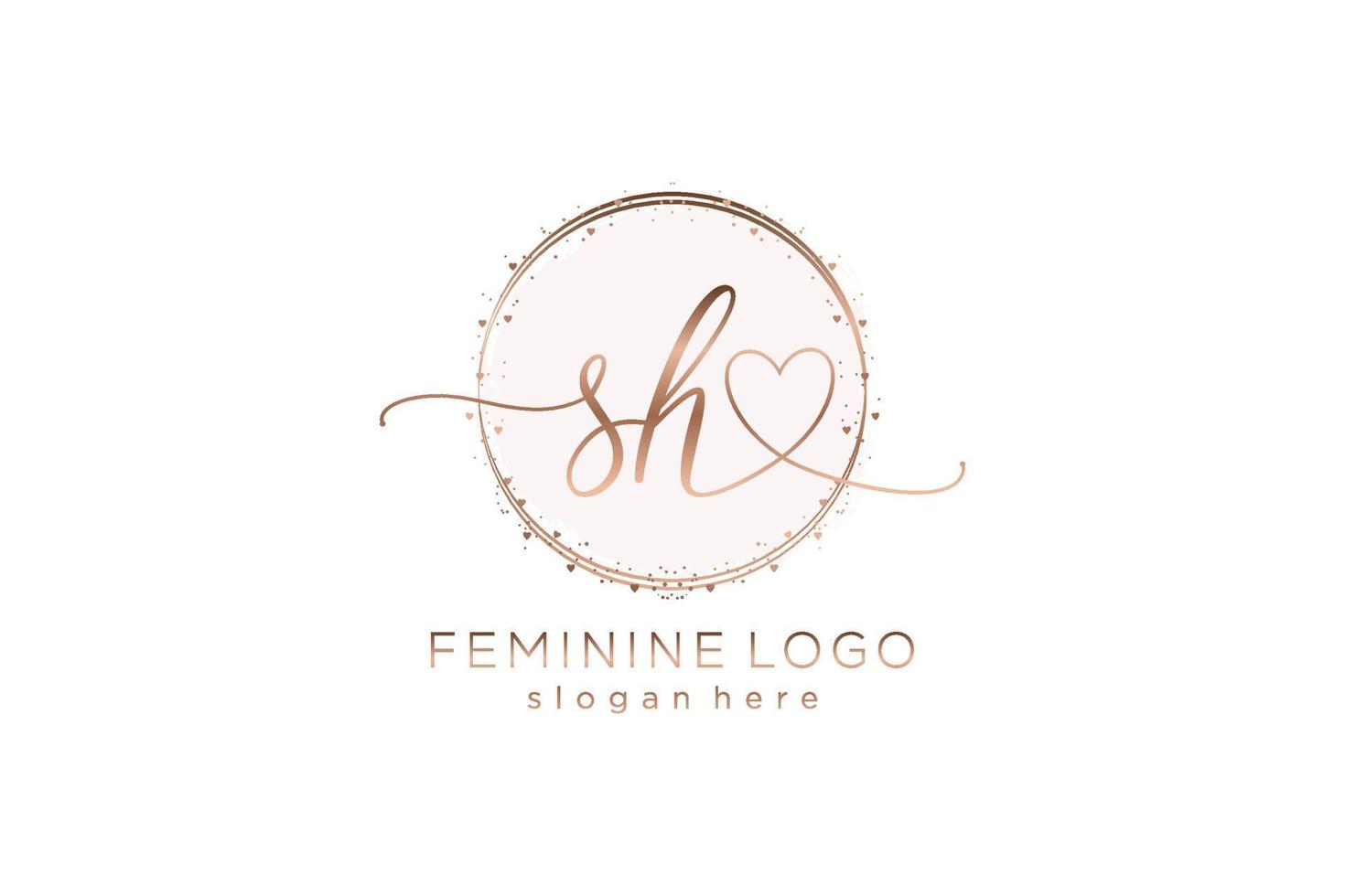 Initial SH handwriting logo with circle template vector logo of initial wedding, fashion, floral and botanical with creative template.