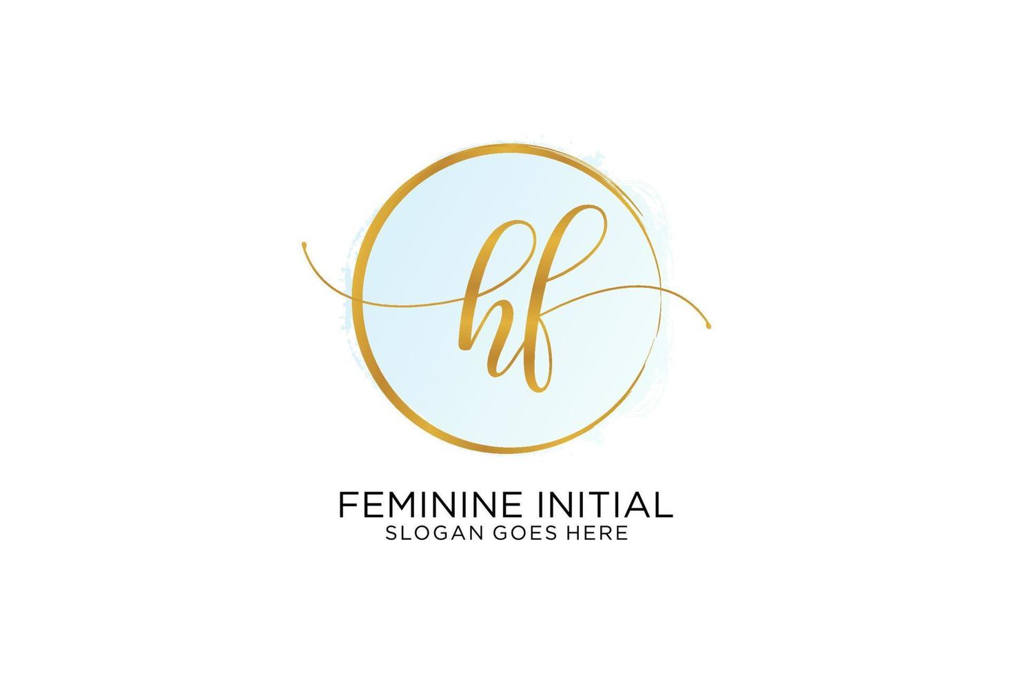 Initial HF handwriting logo with circle template vector signature, wedding, fashion, floral and botanical with creative template.