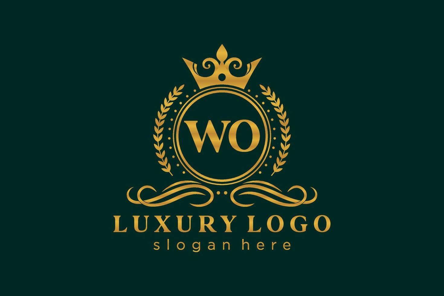 plantilla de logotipo de lujo real de letra wo inicial en arte vectorial para restaurante, realeza, boutique, cafetería, hotel, heráldica, joyería, moda y otras ilustraciones vectoriales. vector