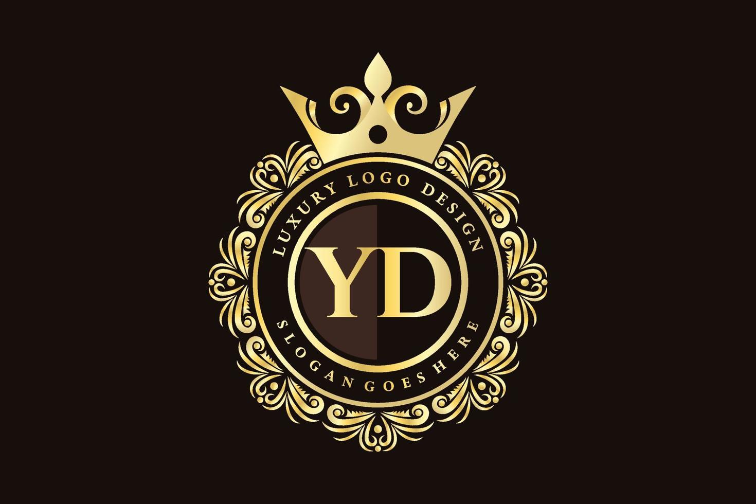 YD Initial Letter Gold calligraphic feminine floral hand drawn heraldic monogram antique vintage style luxury logo design Premium Vector