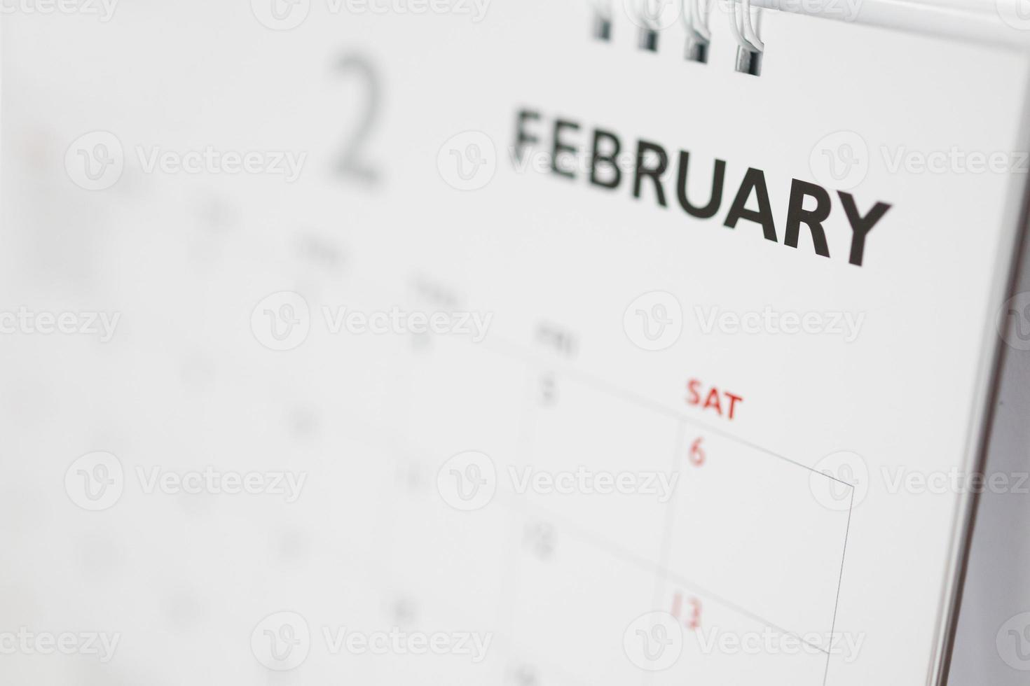 página de calendario de febrero con meses y fechas concepto de reunión de cita de planificación empresarial foto