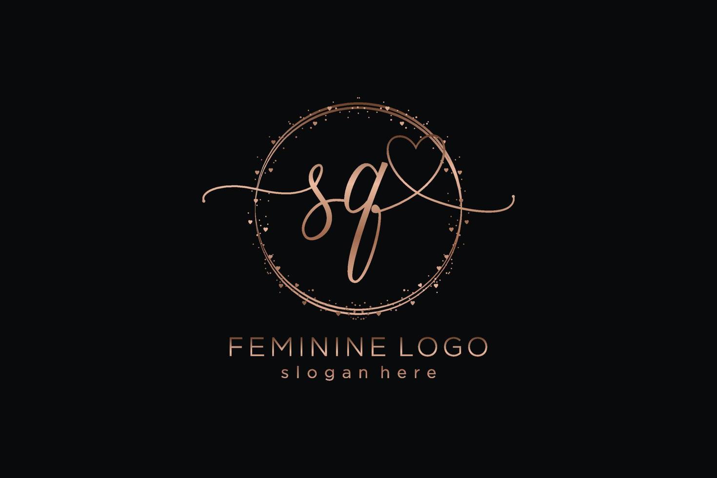 Initial SQ handwriting logo with circle template vector logo of initial wedding, fashion, floral and botanical with creative template.