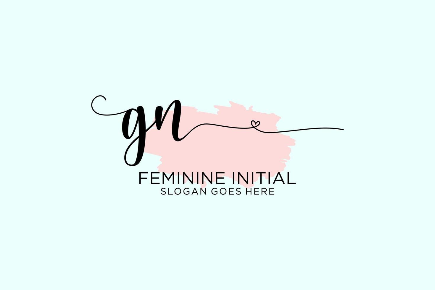 Initial GN beauty monogram and elegant logo design handwriting logo of initial signature, wedding, fashion, floral and botanical with creative template. vector