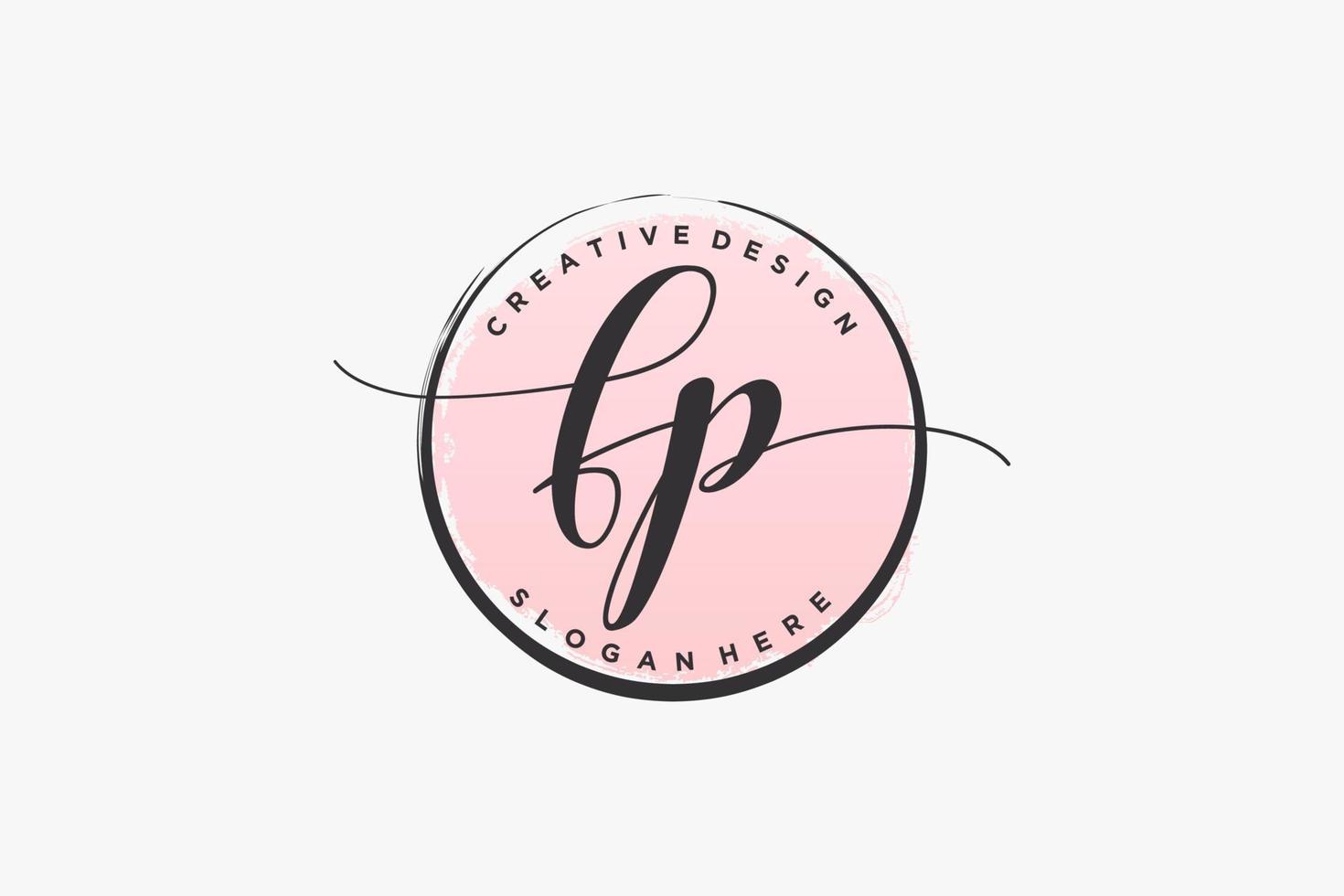 Initial FP handwriting logo with circle template vector signature, wedding, fashion, floral and botanical with creative template.