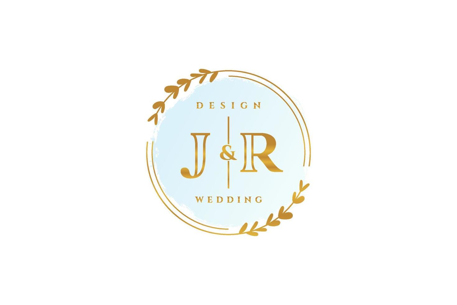 Initial JR beauty monogram and elegant logo design handwriting logo of initial signature, wedding, fashion, floral and botanical with creative template. vector