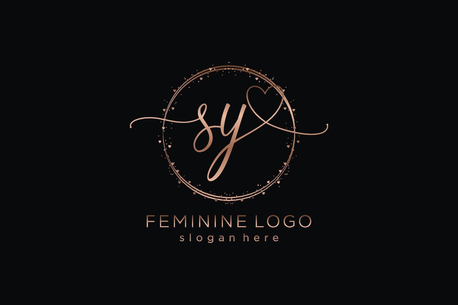 Initial SY handwriting logo with circle template vector logo of initial wedding, fashion, floral and botanical with creative template.
