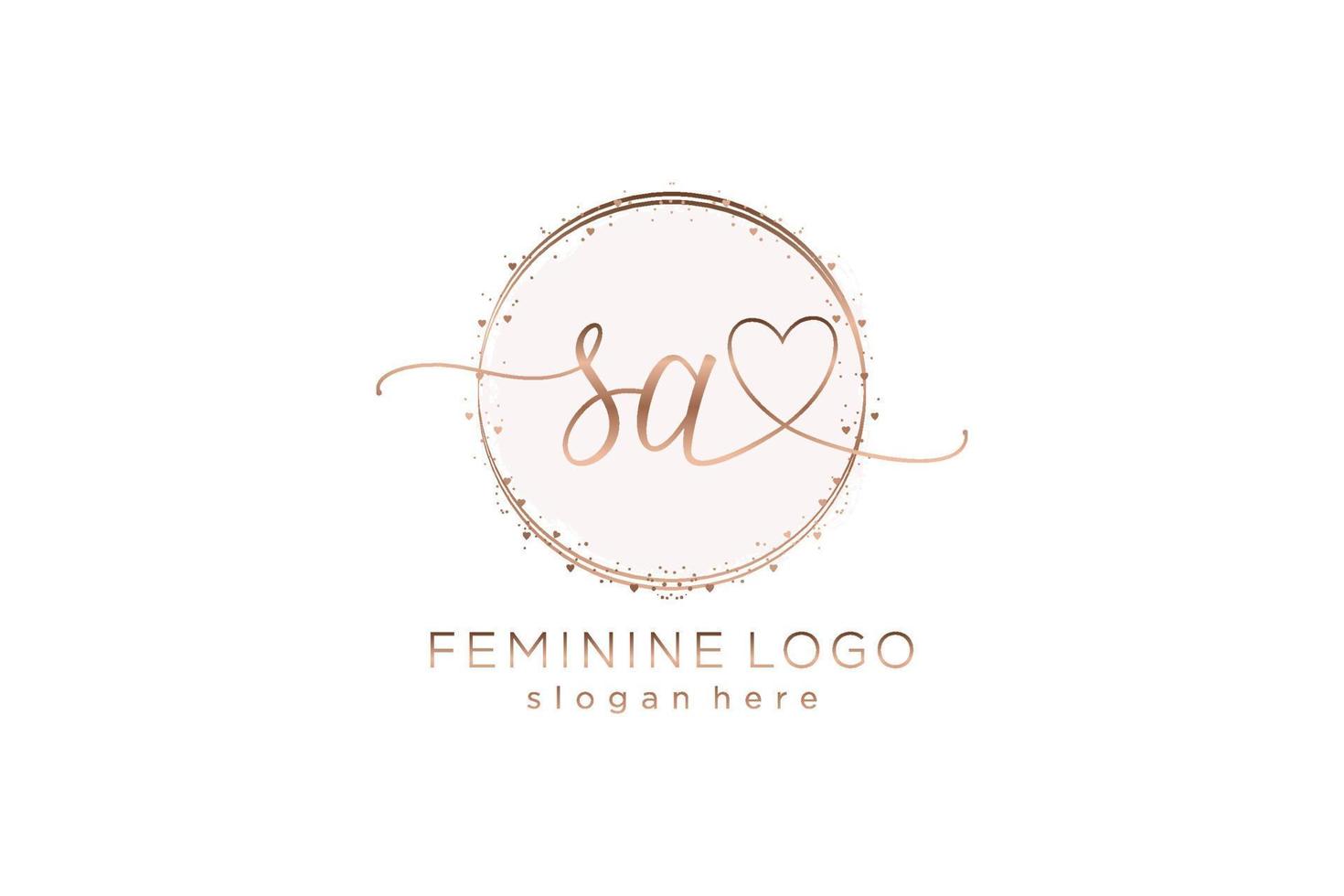 Initial SA handwriting logo with circle template vector logo of initial wedding, fashion, floral and botanical with creative template.