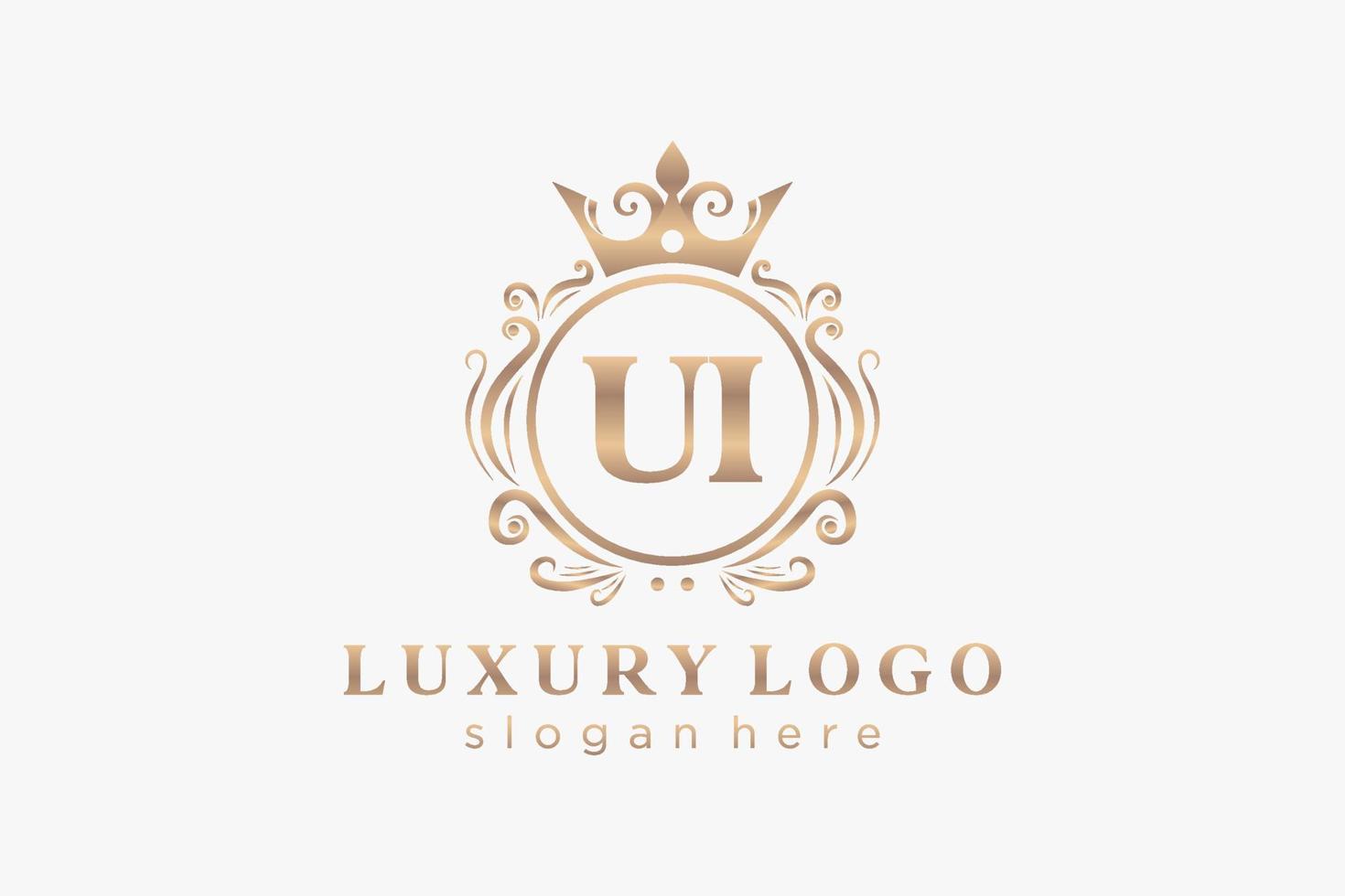 Initial UI Letter Royal Luxury Logo template in vector art for Restaurant, Royalty, Boutique, Cafe, Hotel, Heraldic, Jewelry, Fashion and other vector illustration.