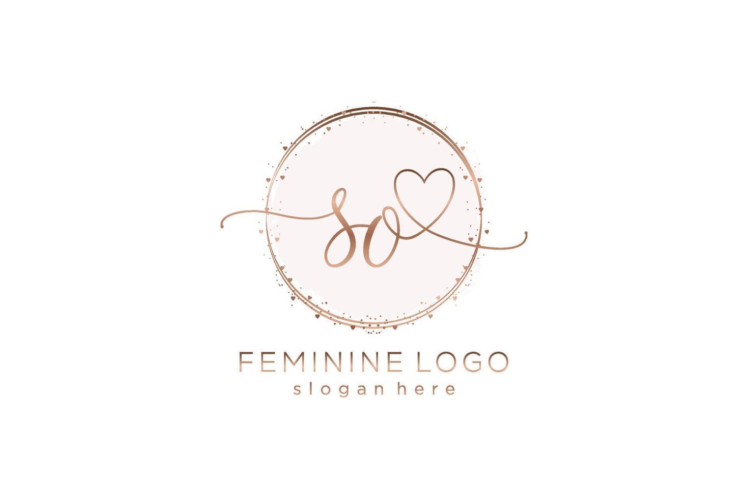 Initial SO handwriting logo with circle template vector logo of initial wedding, fashion, floral and botanical with creative template.