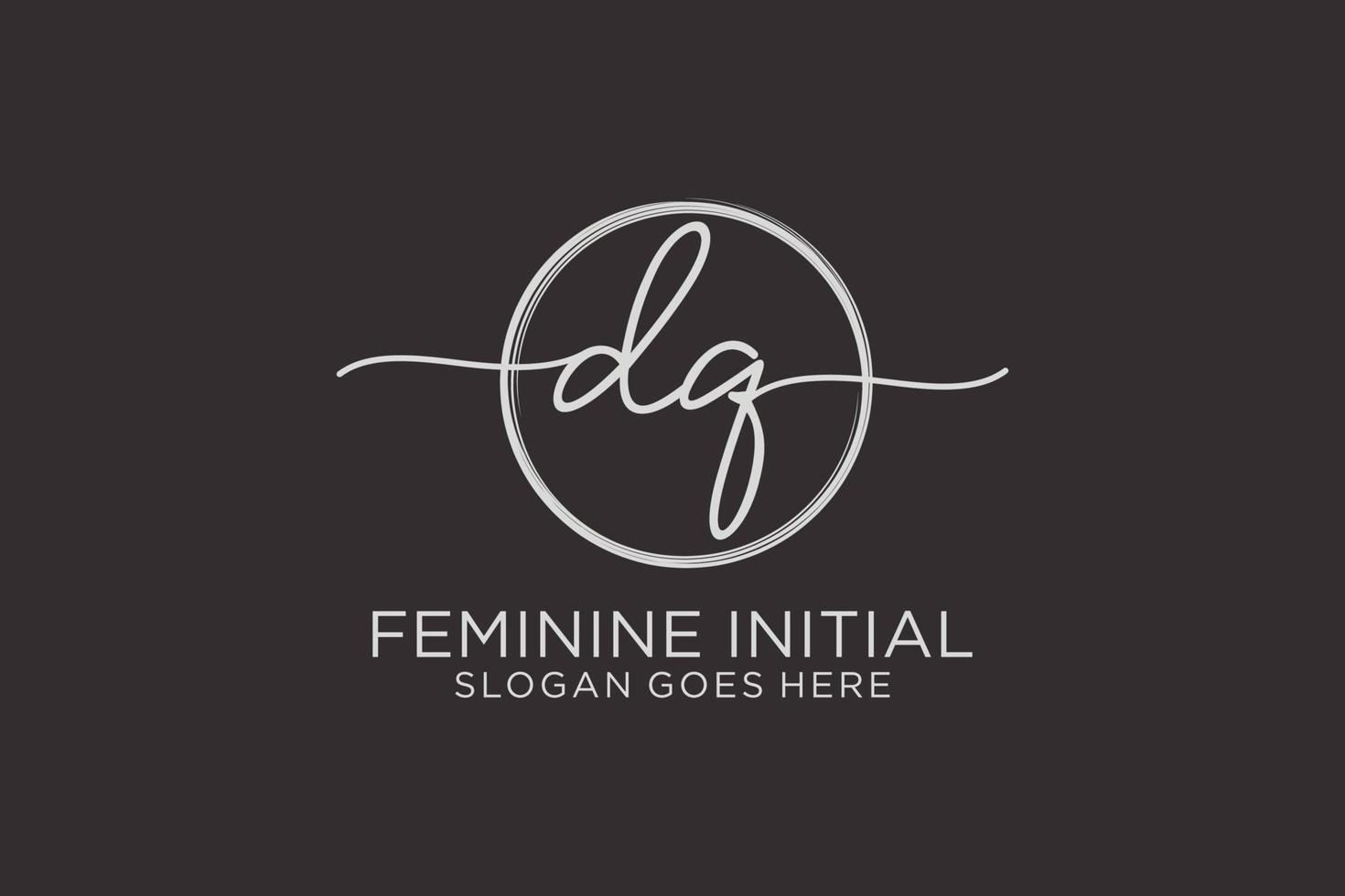 Initial DQ handwriting logo with circle template vector logo of initial signature, wedding, fashion, floral and botanical with creative template.
