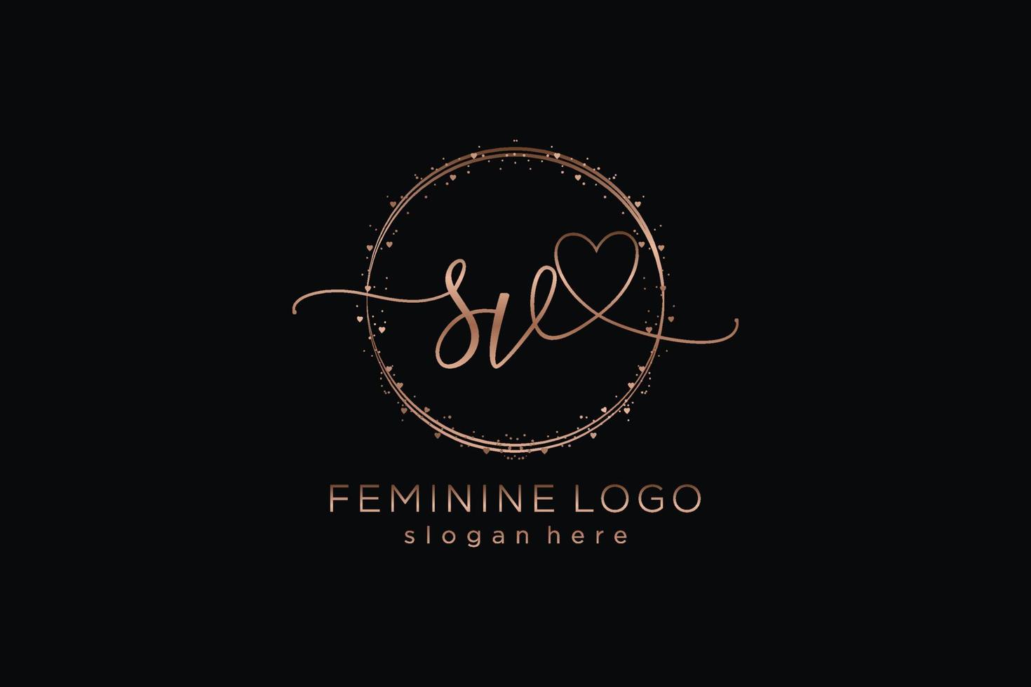 Initial SV handwriting logo with circle template vector logo of initial wedding, fashion, floral and botanical with creative template.