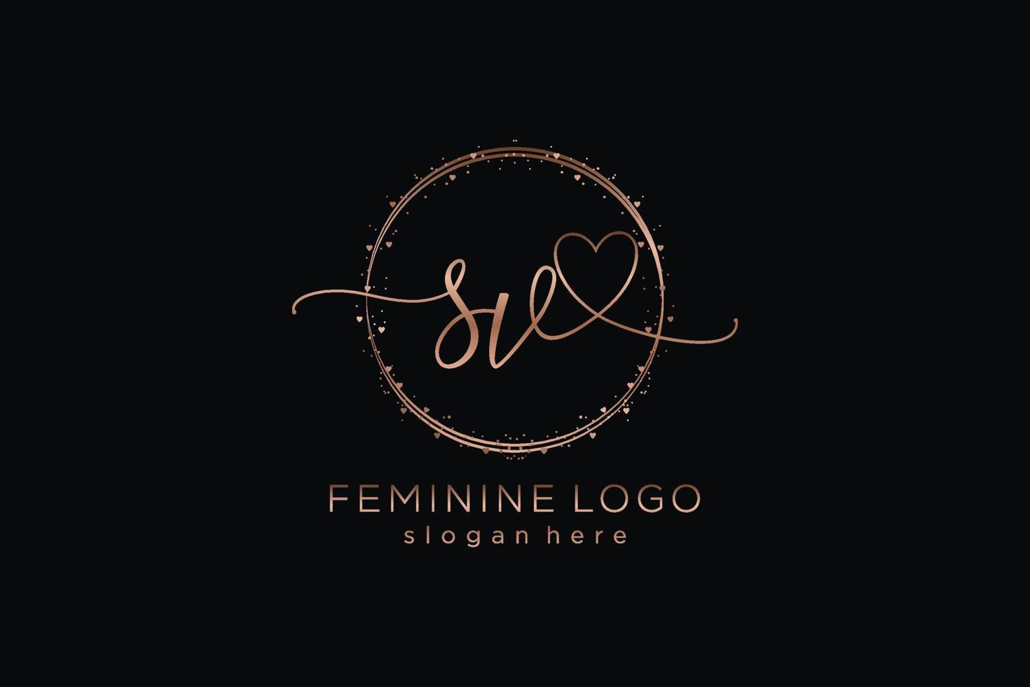 logotipo inicial de escritura a mano sv con plantilla de círculo logotipo vectorial de boda inicial, moda, floral y botánica con plantilla creativa. vector