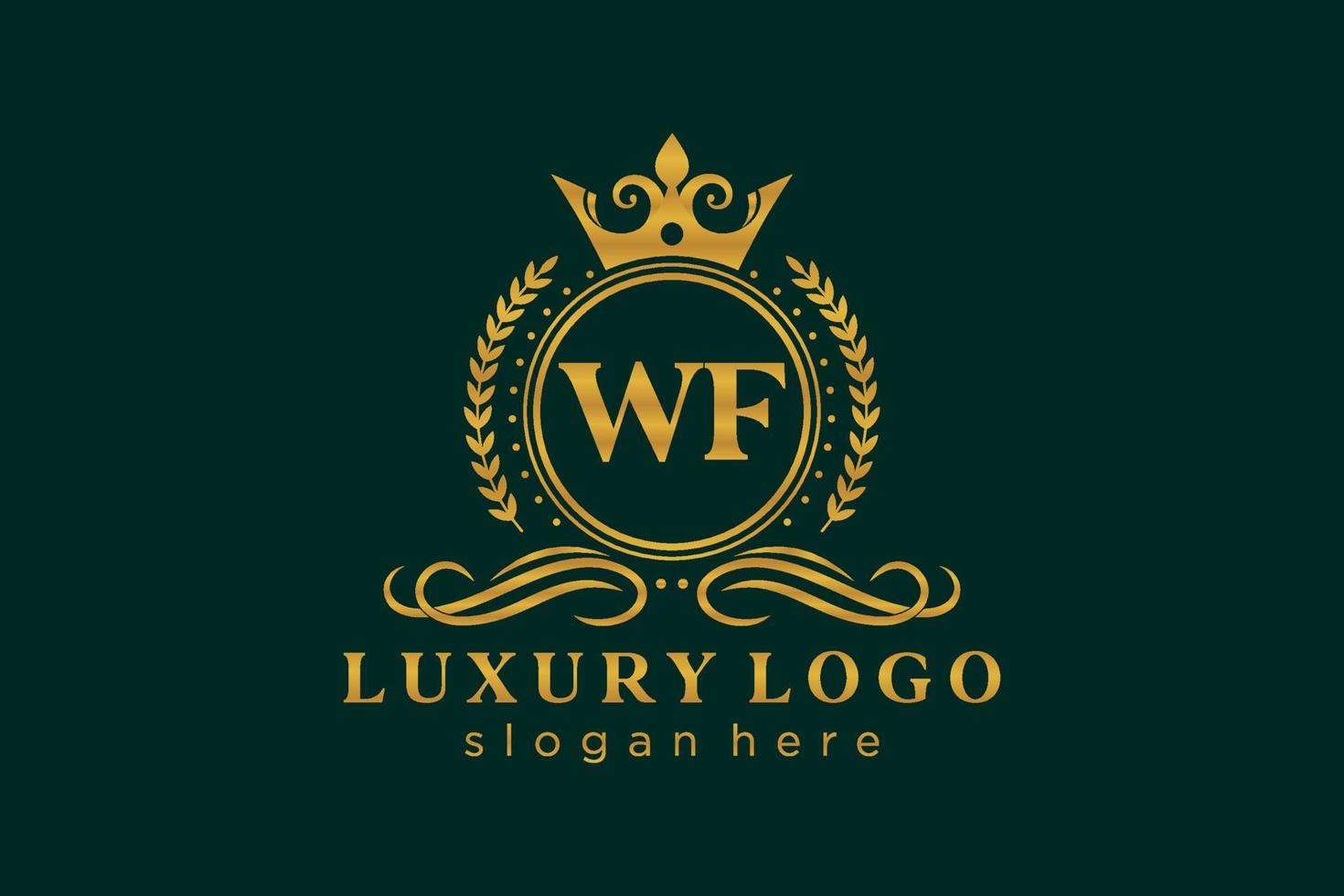 plantilla de logotipo de lujo real de letra wf inicial en arte vectorial para restaurante, realeza, boutique, cafetería, hotel, heráldico, joyería, moda y otras ilustraciones vectoriales. vector