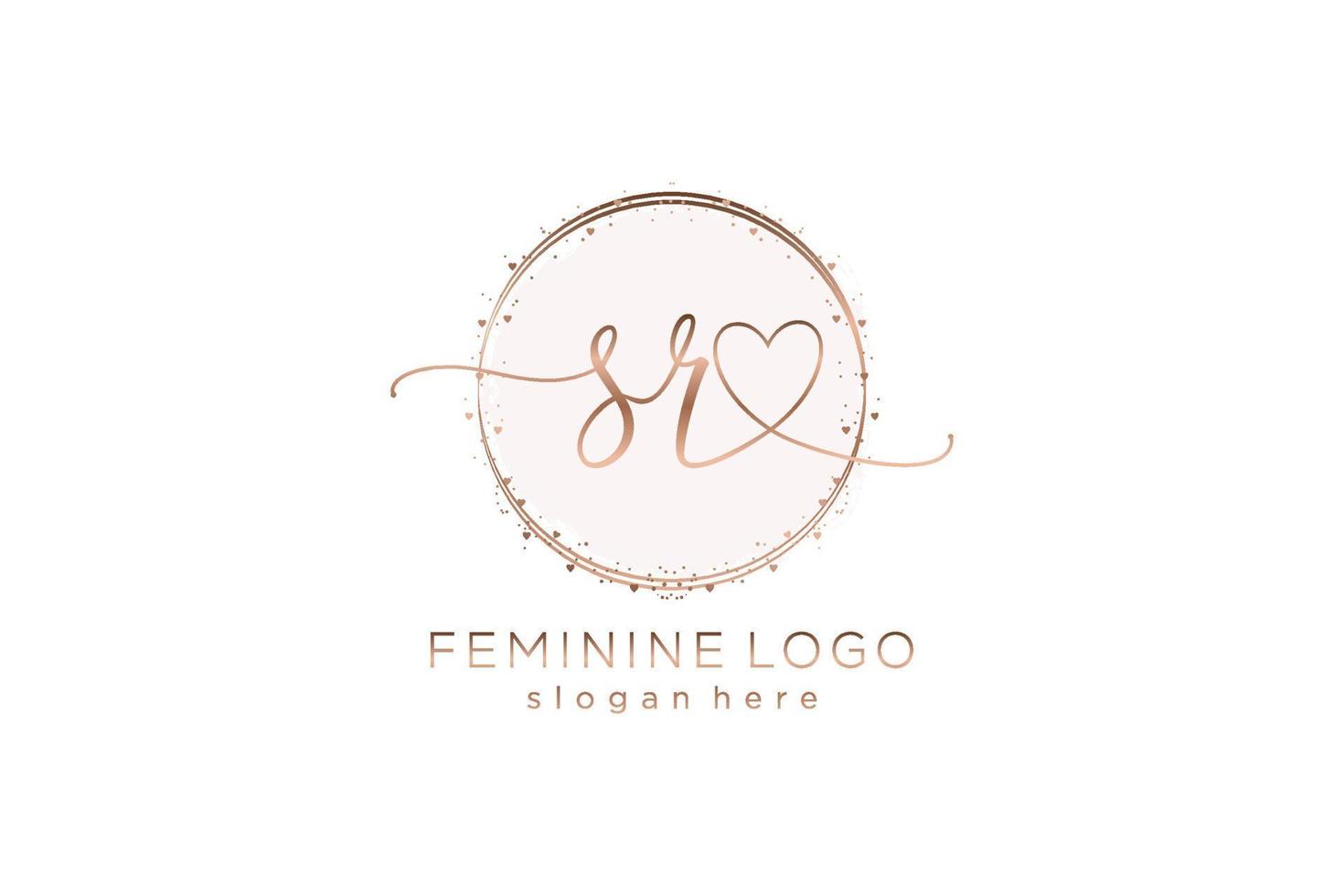 Initial SR handwriting logo with circle template vector logo of initial wedding, fashion, floral and botanical with creative template.