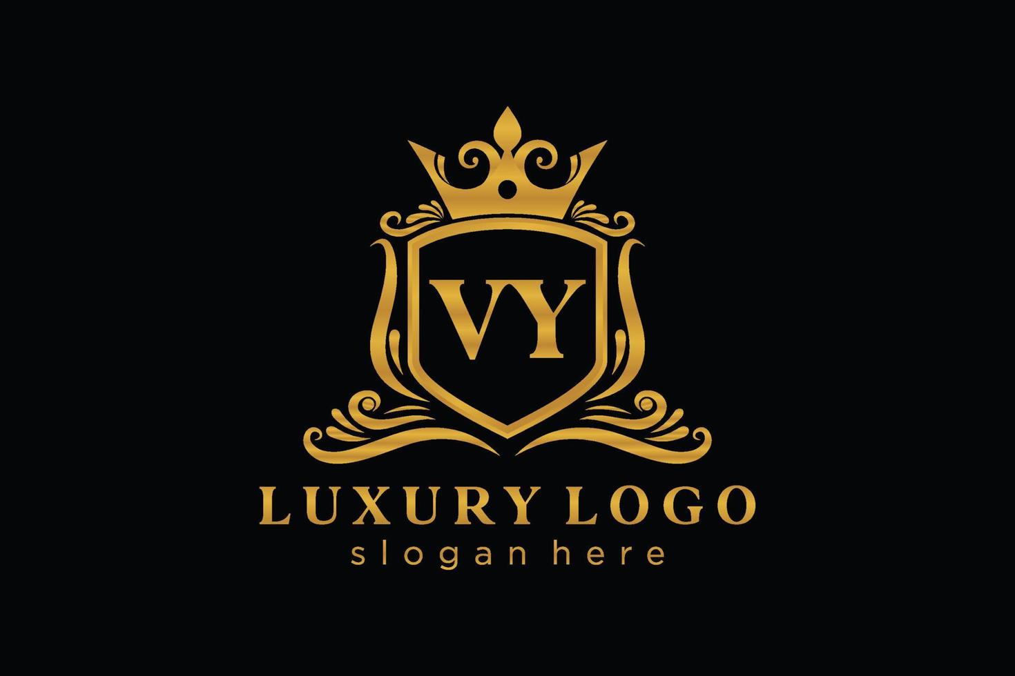 Initial VY Letter Royal Luxury Logo template in vector art for Restaurant, Royalty, Boutique, Cafe, Hotel, Heraldic, Jewelry, Fashion and other vector illustration.