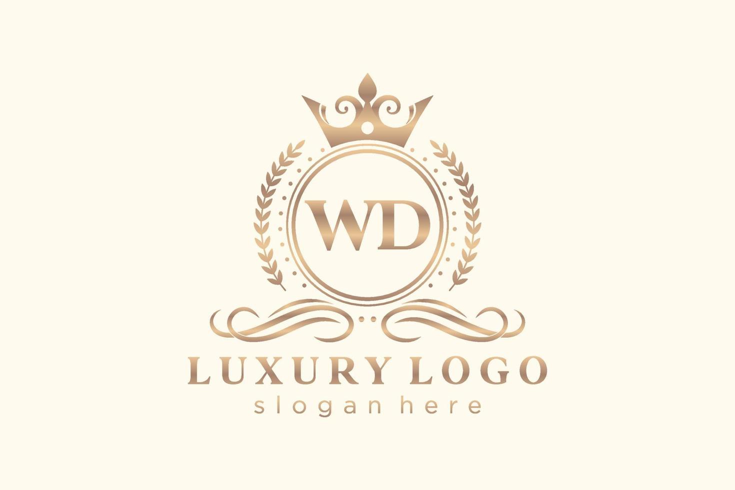 plantilla de logotipo de lujo real con letra wd inicial en arte vectorial para restaurante, realeza, boutique, cafetería, hotel, heráldica, joyería, moda y otras ilustraciones vectoriales. vector