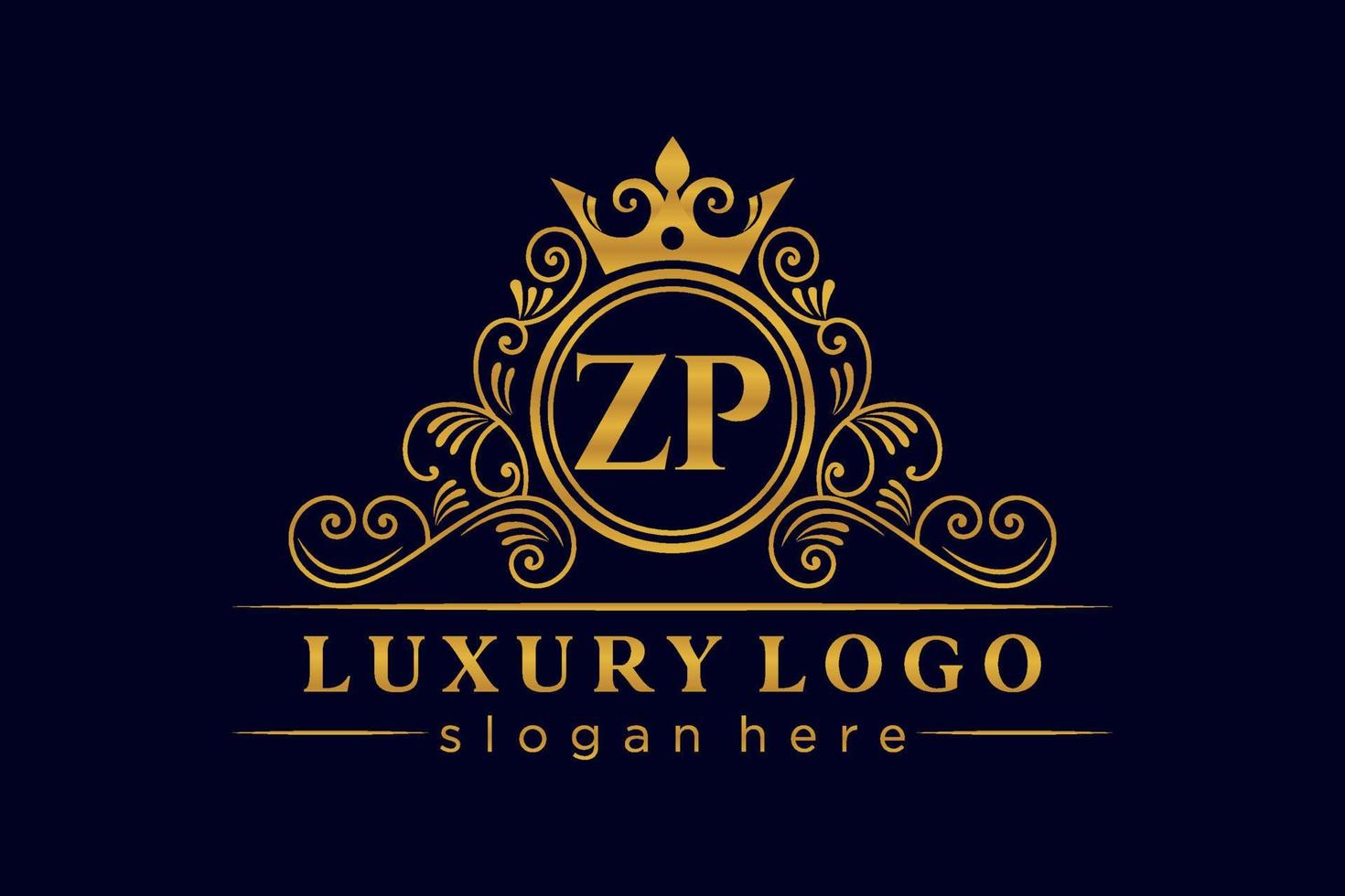 ZP Initial Letter Gold calligraphic feminine floral hand drawn heraldic monogram antique vintage style luxury logo design Premium Vector