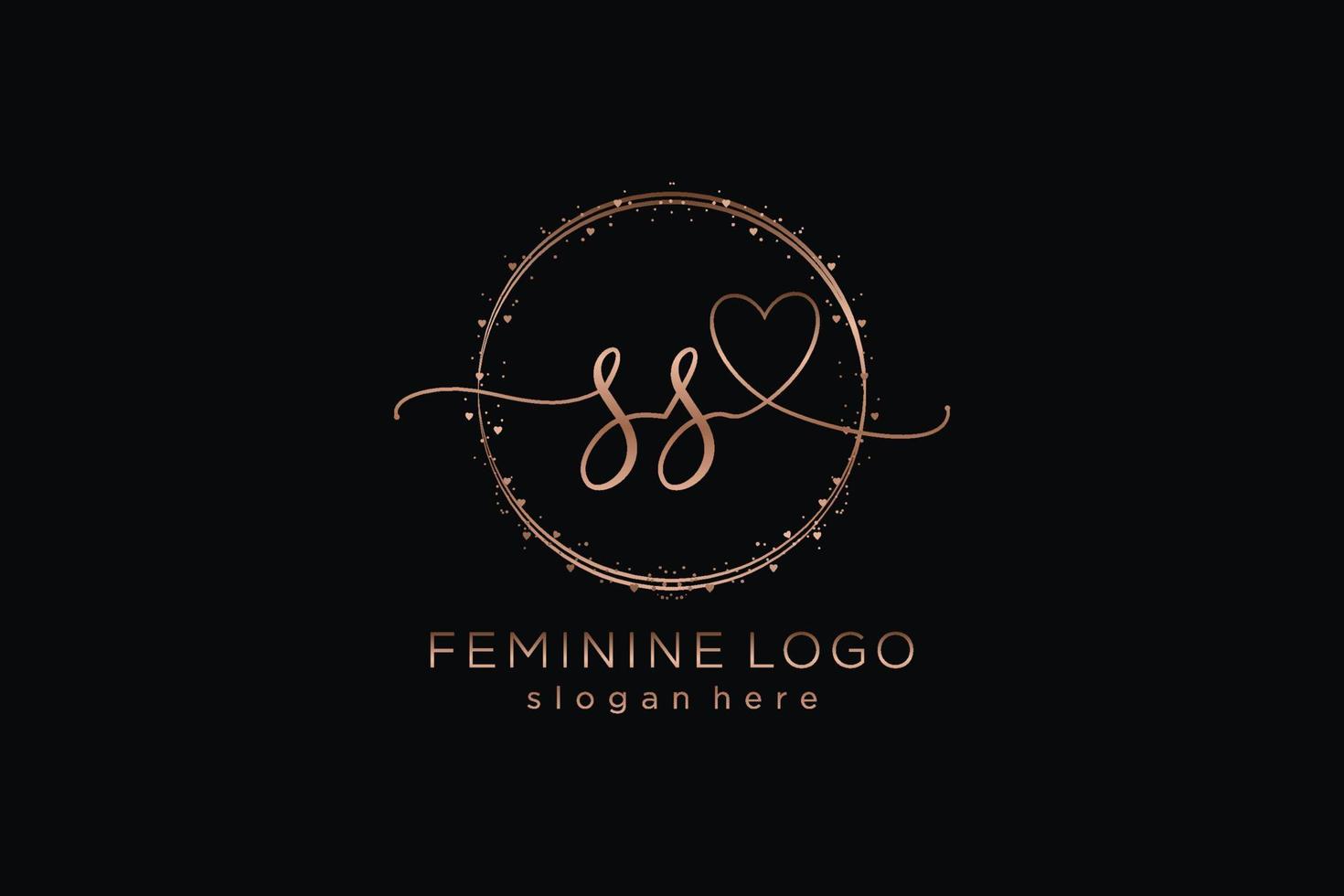 Initial SS handwriting logo with circle template vector logo of initial wedding, fashion, floral and botanical with creative template.