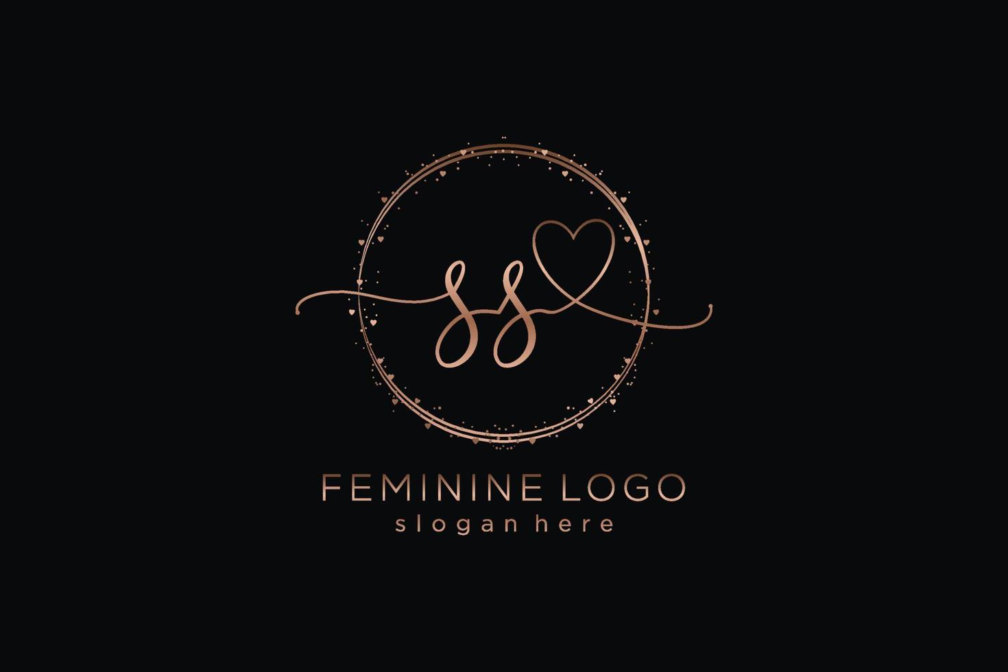 Initial SS handwriting logo with circle template vector logo of initial wedding, fashion, floral and botanical with creative template.