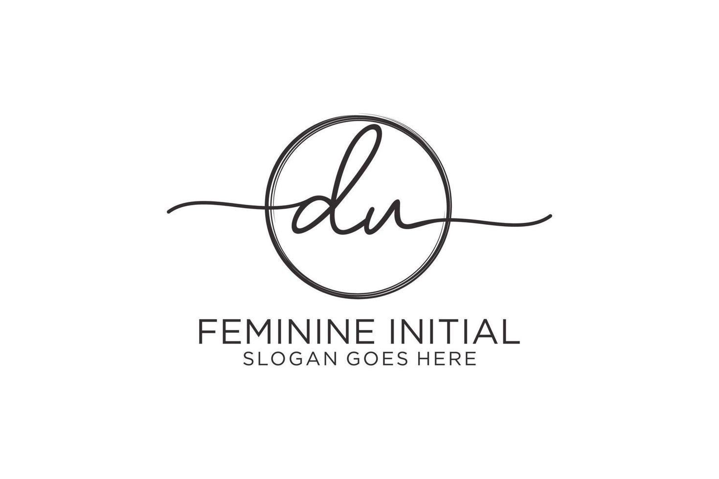 Initial DU handwriting logo with circle template vector logo of initial signature, wedding, fashion, floral and botanical with creative template.