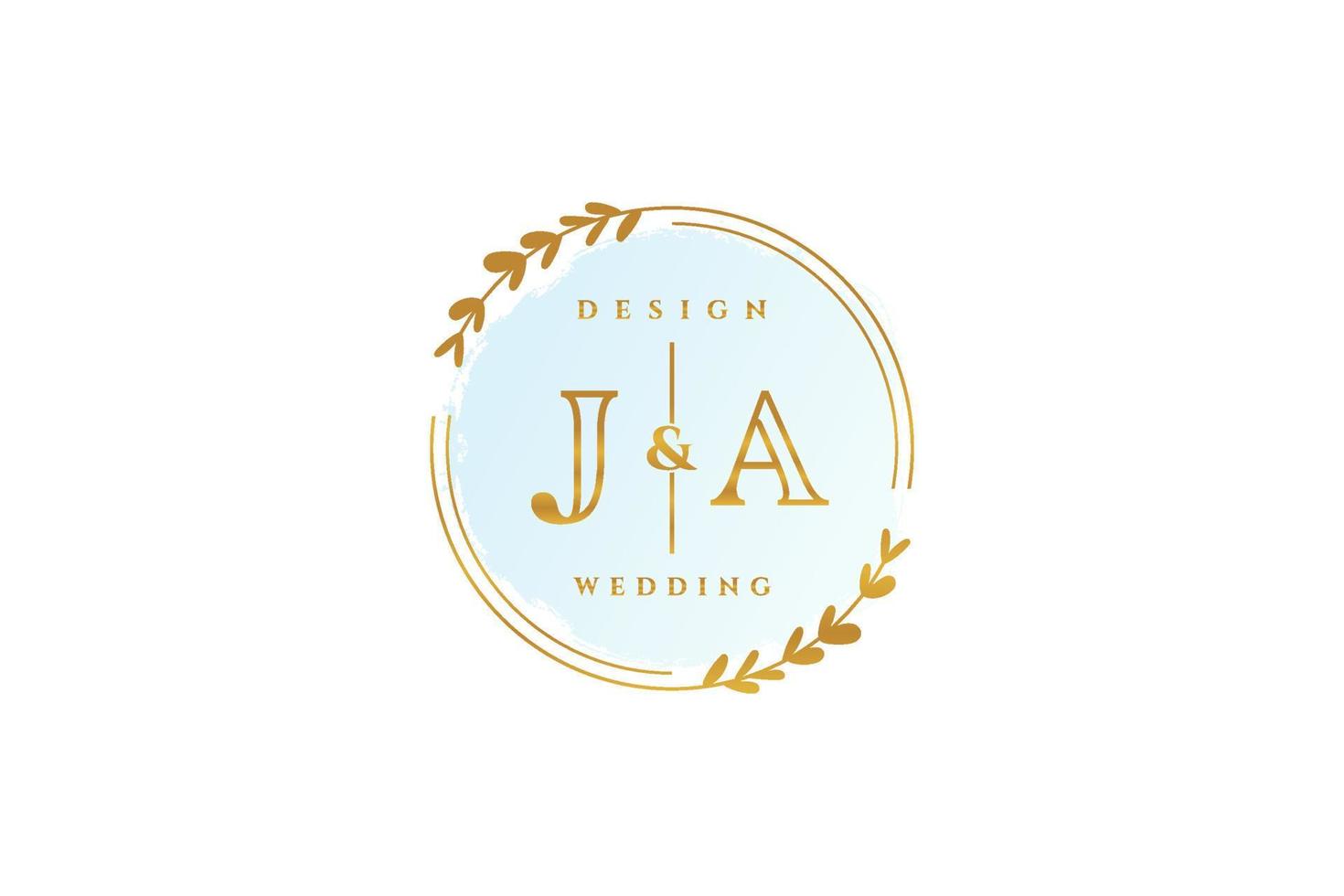 Initial JA beauty monogram and elegant logo design handwriting logo of initial signature, wedding, fashion, floral and botanical with creative template. vector
