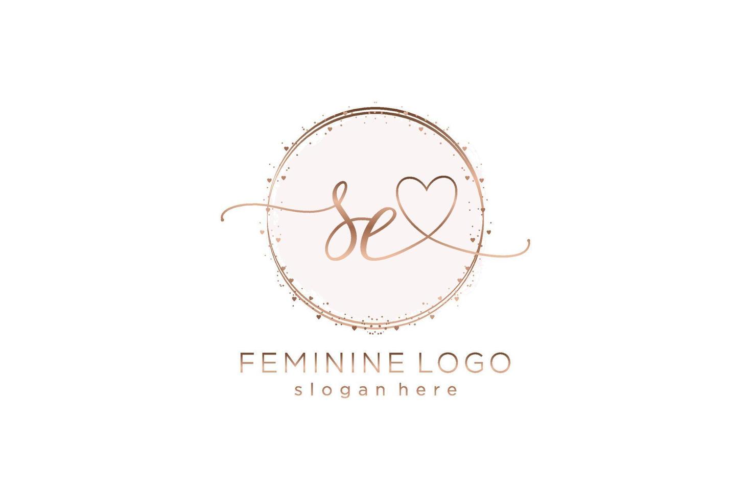 Initial SE handwriting logo with circle template vector logo of initial wedding, fashion, floral and botanical with creative template.