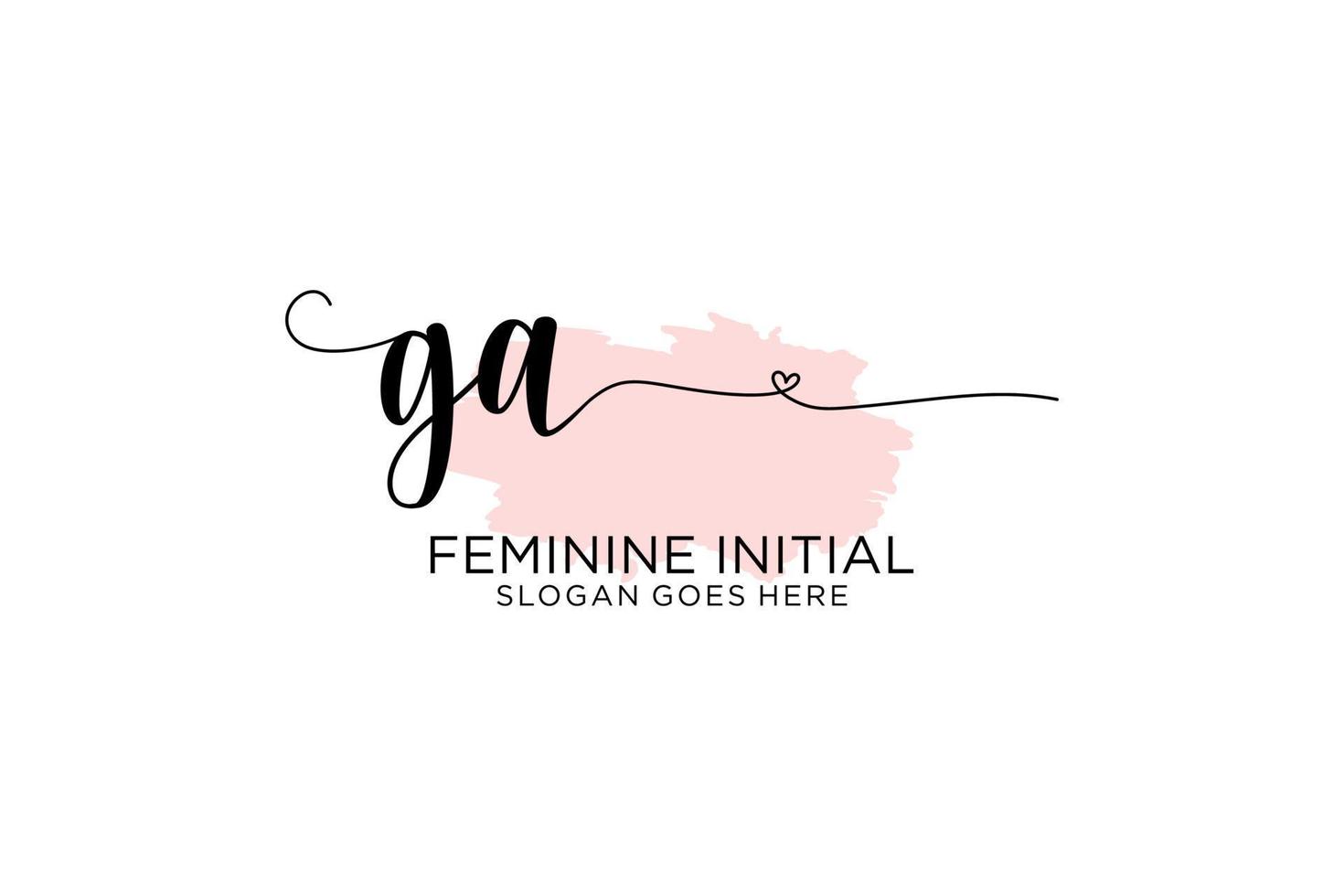 Initial GA beauty monogram and elegant logo design handwriting logo of initial signature, wedding, fashion, floral and botanical with creative template. vector