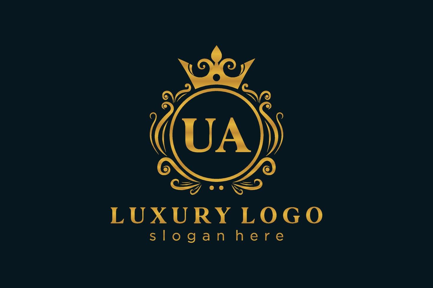 Initial UA Letter Royal Luxury Logo template in vector art for Restaurant, Royalty, Boutique, Cafe, Hotel, Heraldic, Jewelry, Fashion and other vector illustration.