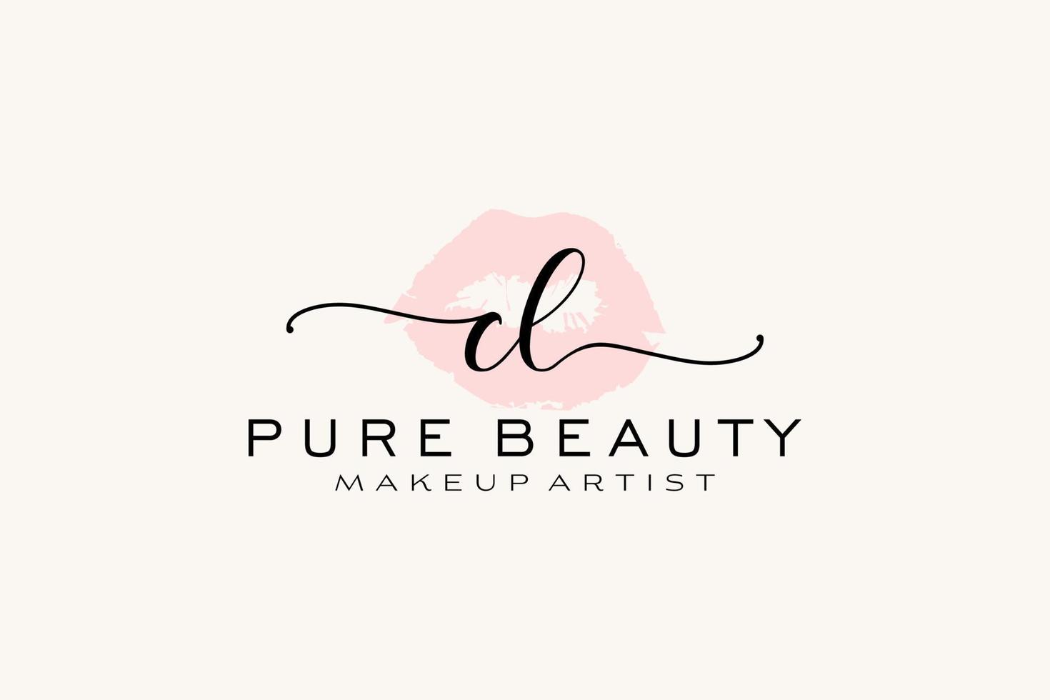 Initial CL Watercolor Lips Premade Logo Design, Logo for Makeup Artist Business Branding, Blush Beauty Boutique Logo Design, Calligraphy Logo with creative template. vector