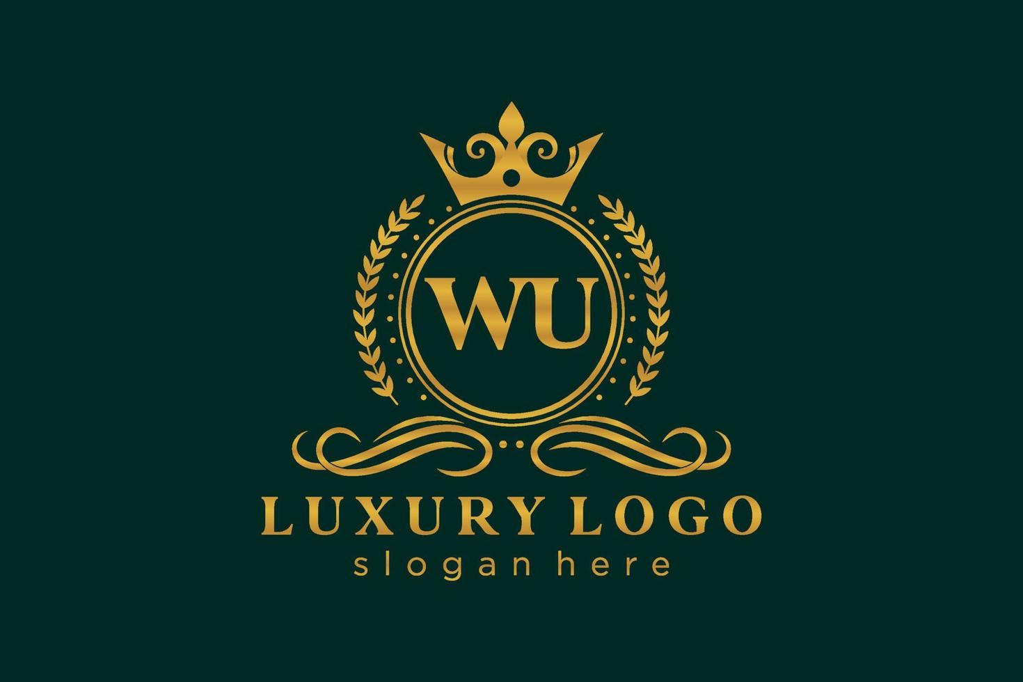 plantilla de logotipo de lujo real de letra wu inicial en arte vectorial para restaurante, realeza, boutique, cafetería, hotel, heráldica, joyería, moda y otras ilustraciones vectoriales. vector