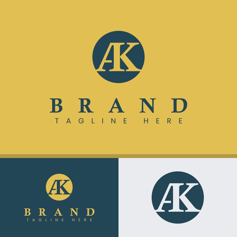 Letter AK IMonogram Circle Logo, suitable for any Business with AK or KA Initials. vector