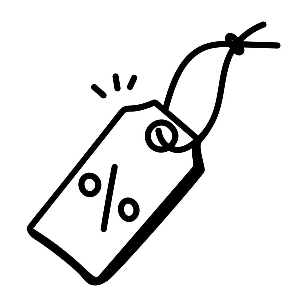 A hand drawn icon of discount tag vector