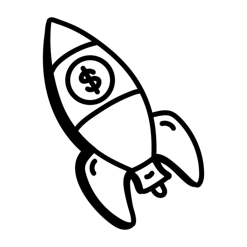 Dollar and rocker, a concept of financial startup line icon vector