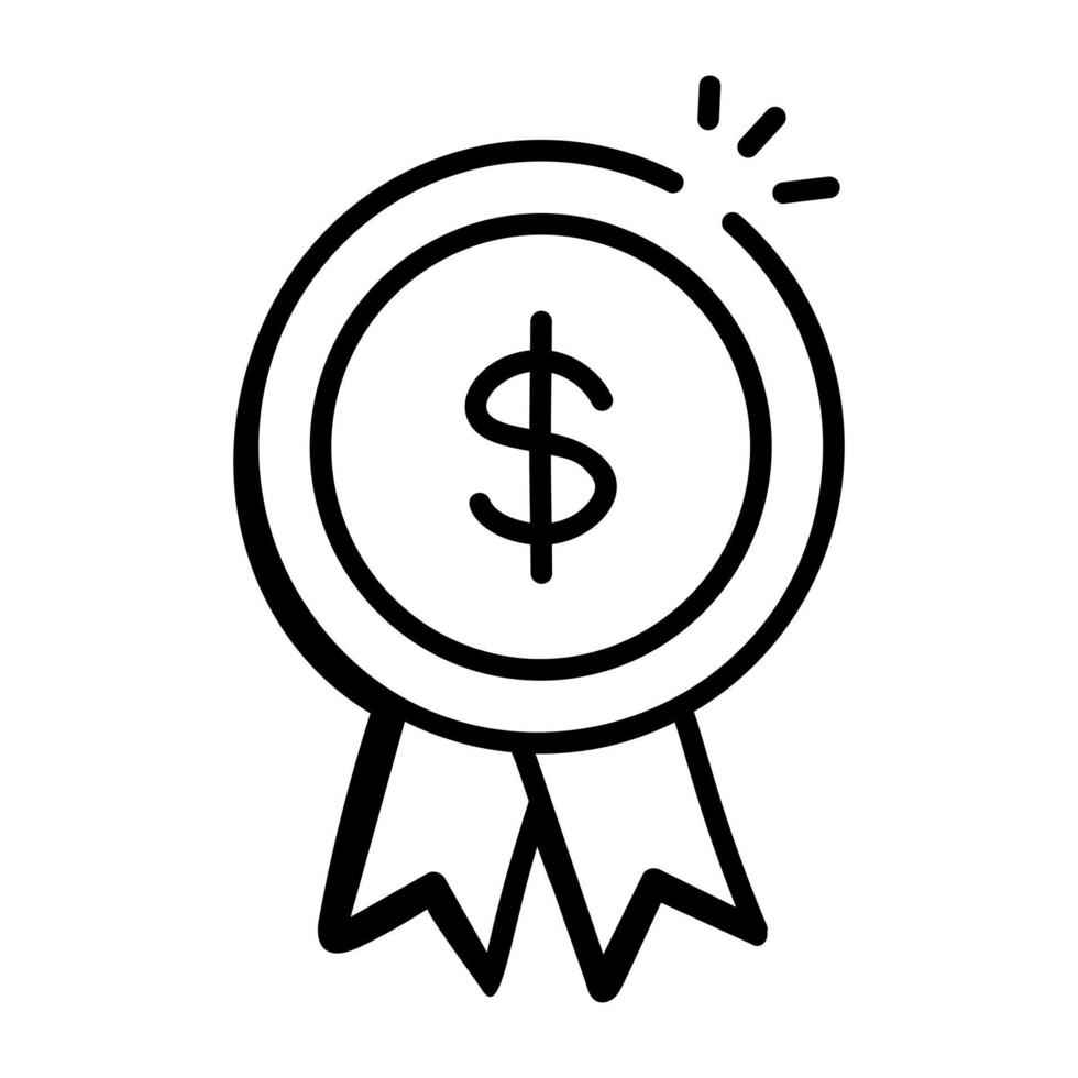 An editable doodle icon of business reward vector