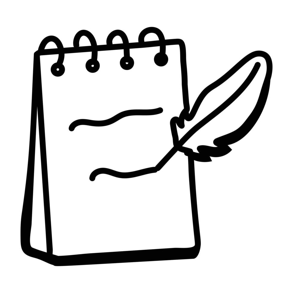 A handy doodle icon of quill writing vector