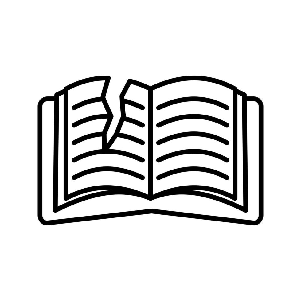 icono de vector de libro rasgado