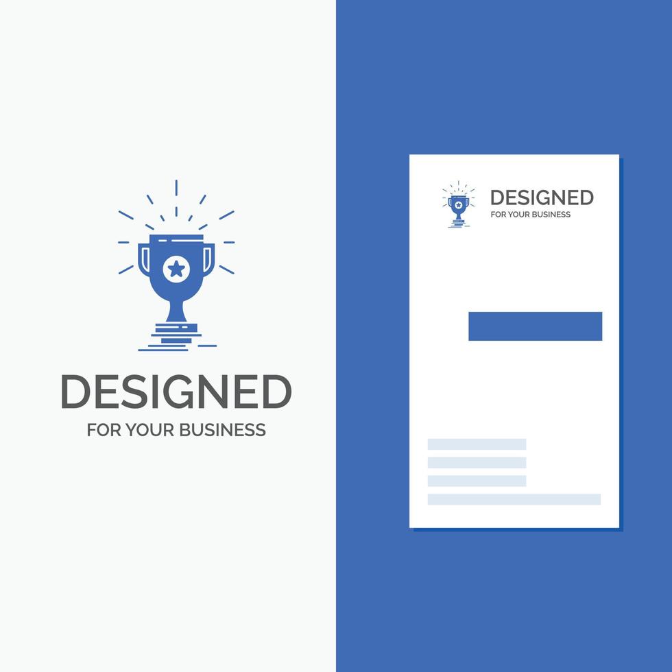 Business Logo for award. trophy. prize. win. cup. Vertical Blue Business .Visiting Card template. vector