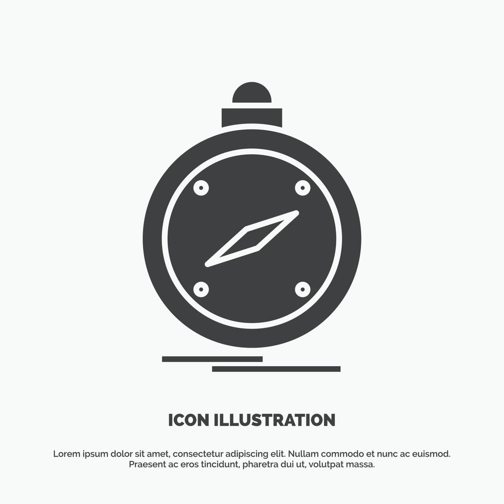 compass. direction. navigation. gps. location Icon. glyph vector gray symbol for UI and UX. website or mobile application