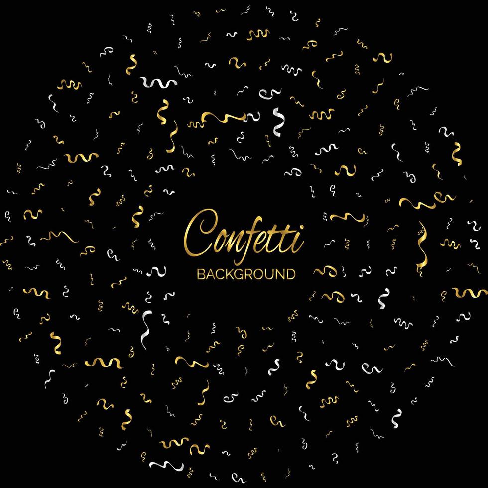 Gold Confetti Isolated On black Background. Celebrate Vector Illustration