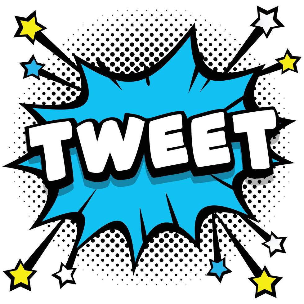 tweet Pop art comic speech bubbles book sound effects vector