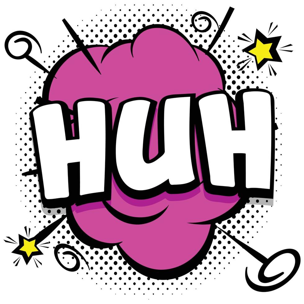 huh Comic bright template with speech bubbles on colorful frames