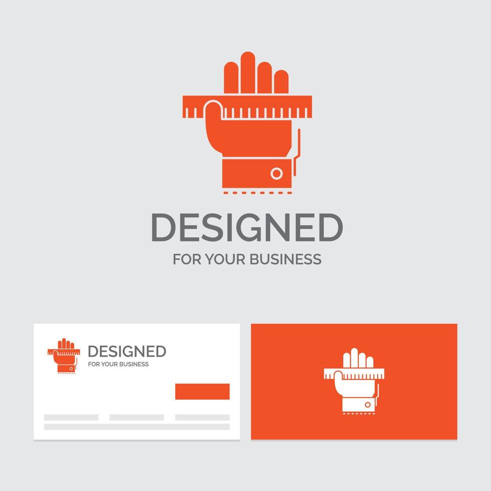 Business logo template for Education. hand. learn. learning. ruler. Orange Visiting Cards with Brand logo template. vector