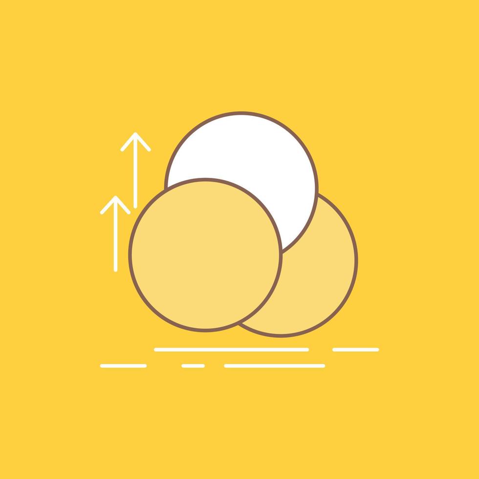 balance. circle. alignment. measurement. geometry Flat Line Filled Icon. Beautiful Logo button over yellow background for UI and UX. website or mobile application vector