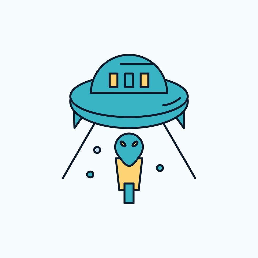 alien. space. ufo. spaceship. mars Flat Icon. green and Yellow sign and symbols for website and Mobile appliation. vector illustration
