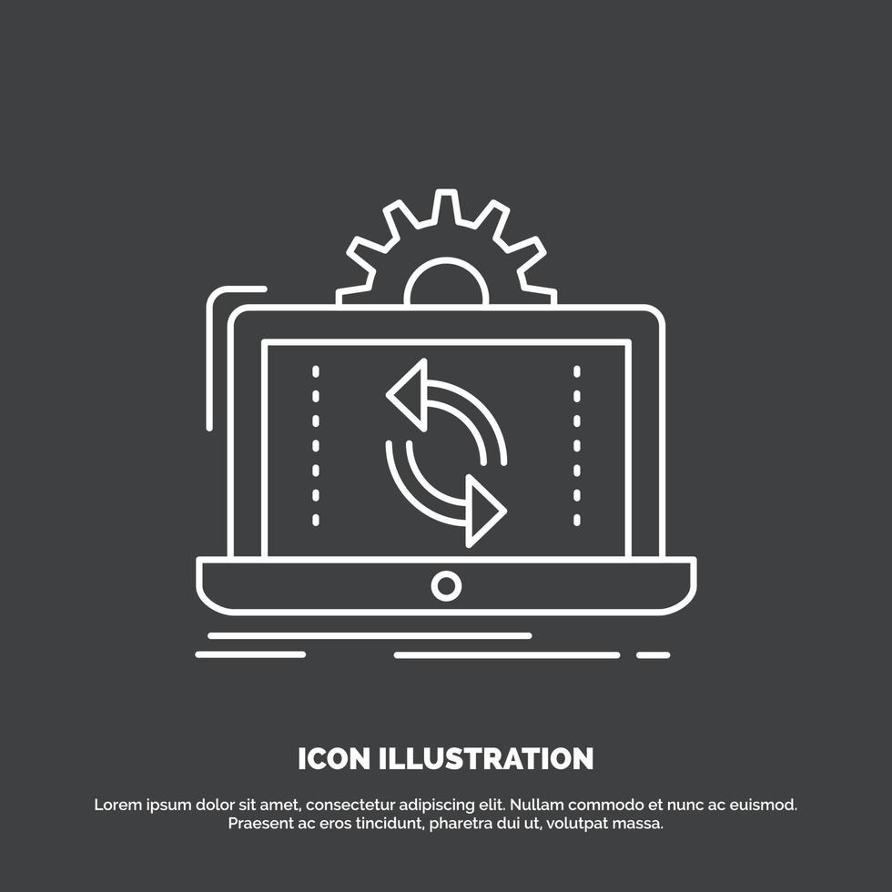 datos. Procesando. análisis. informes icono de sincronización. símbolo de vector de línea para ui y ux. sitio web o aplicación móvil